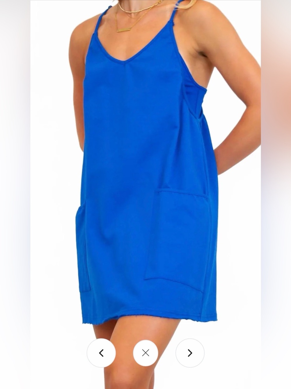 Listicle | Sporty Mini Dress with built in romper liner | Liner Blue | Size L